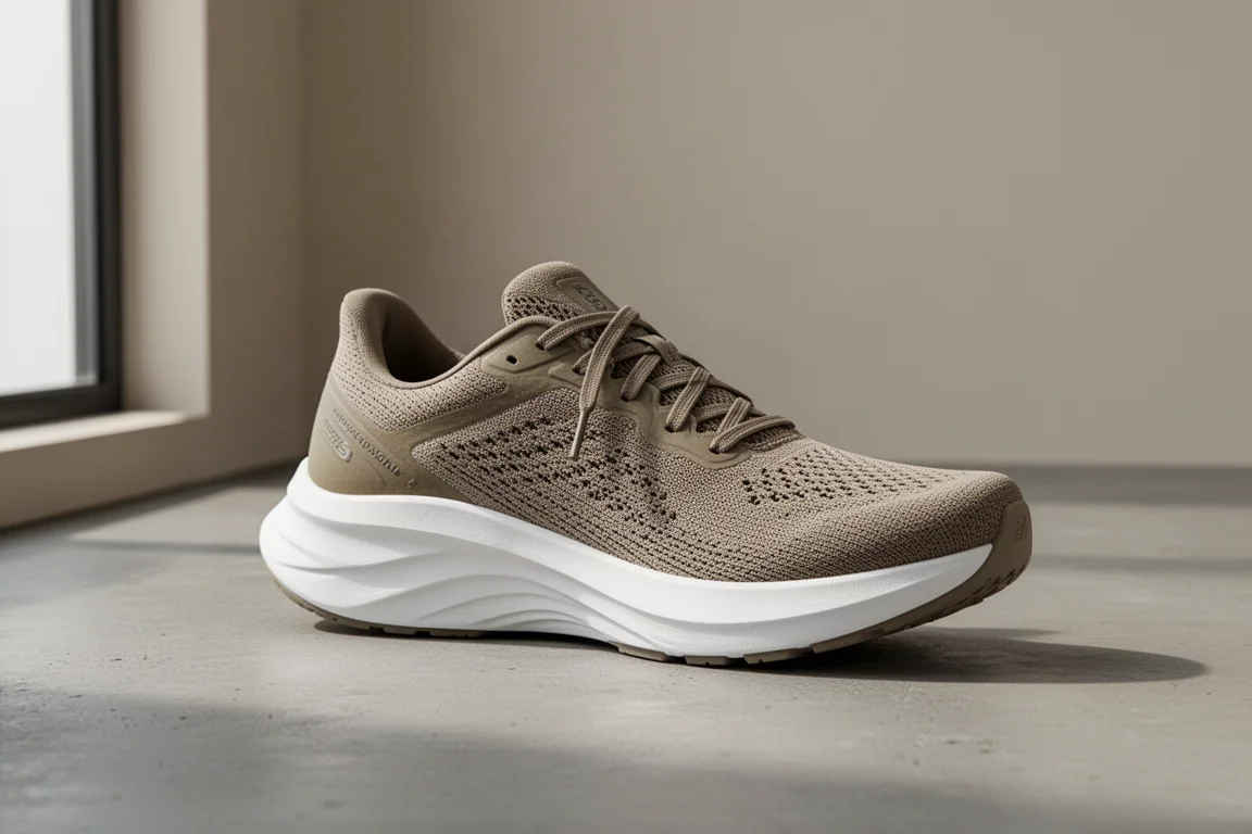 Altra FWD Via 2 running shoe on a concrete surface showing its wide toe box and thick midsole