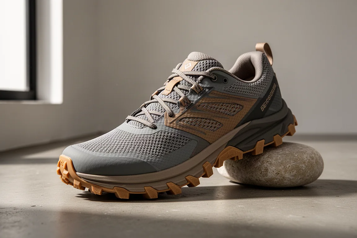 Altra Lone Peak 8 trail running shoe at three-quarter angle on concrete