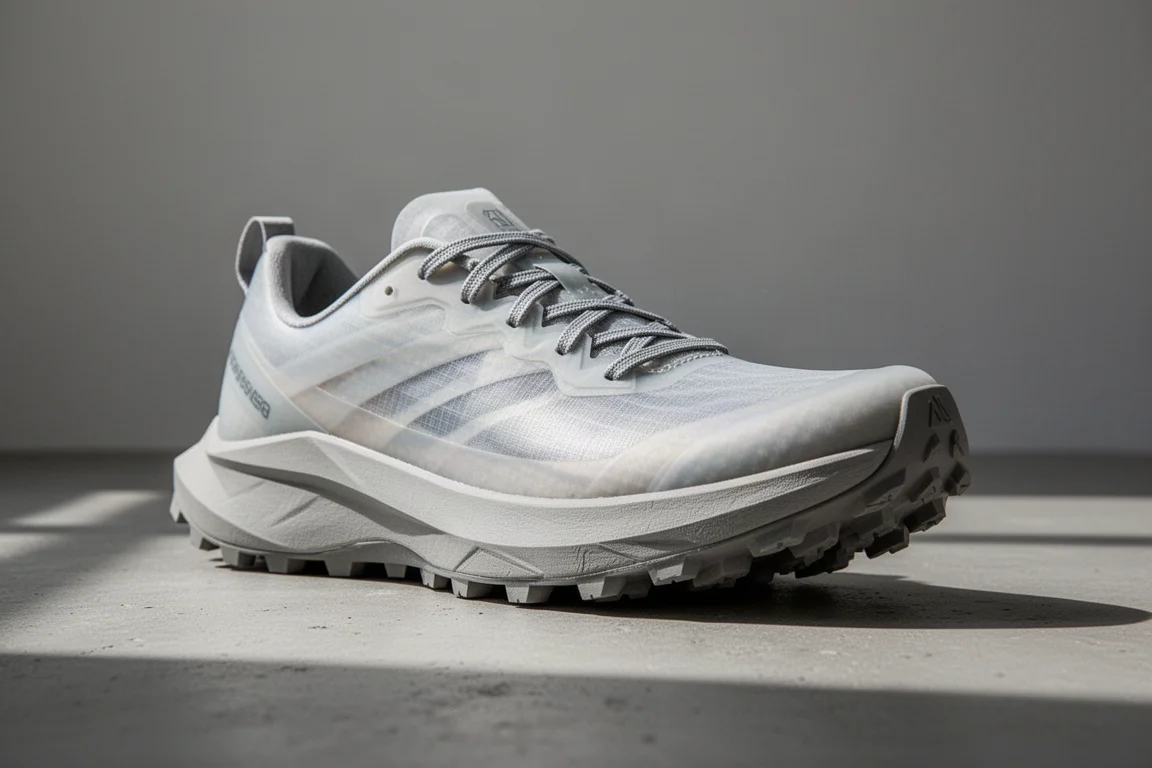 Altra Mont Blanc Elite trail running shoe on a concrete surface