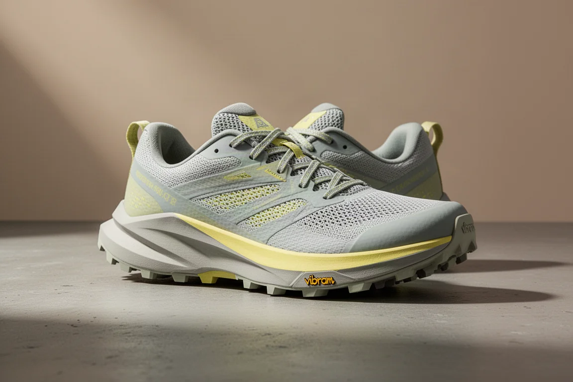 Scarpa da trail running Altra Mont Blanc Speed su una superficie di cemento opaco
