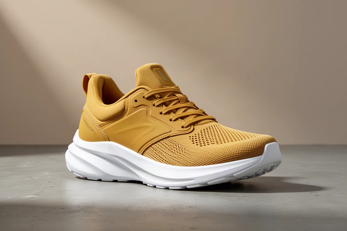 Altra Rivera 3 running shoe in mustard yellow on a concrete surface