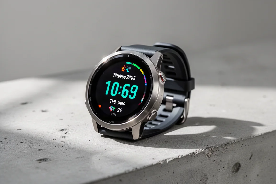 Sportwatch da corsa Amazfit Cheetah 2 Pro con cassa in titanio su una superficie di cemento