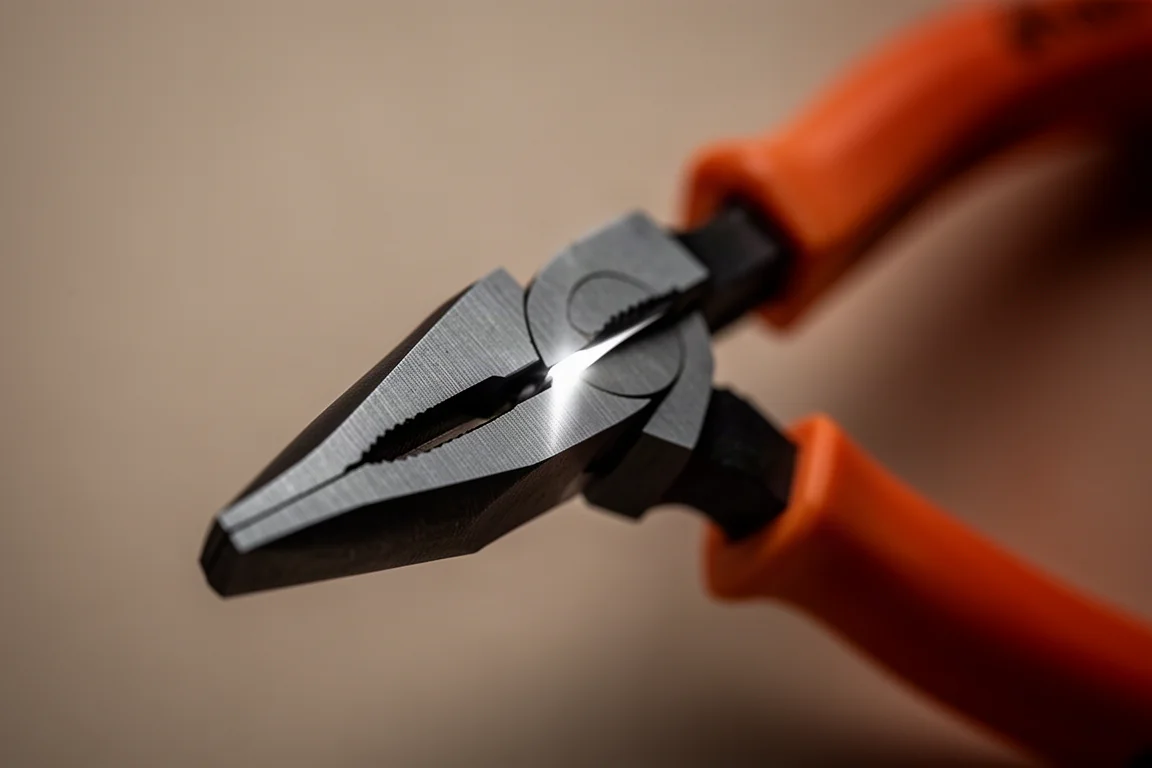 Close-up van tangenkaken met tegenlicht, waardoor de lichtgleuf bij de snijpunt zichtbaar wordt