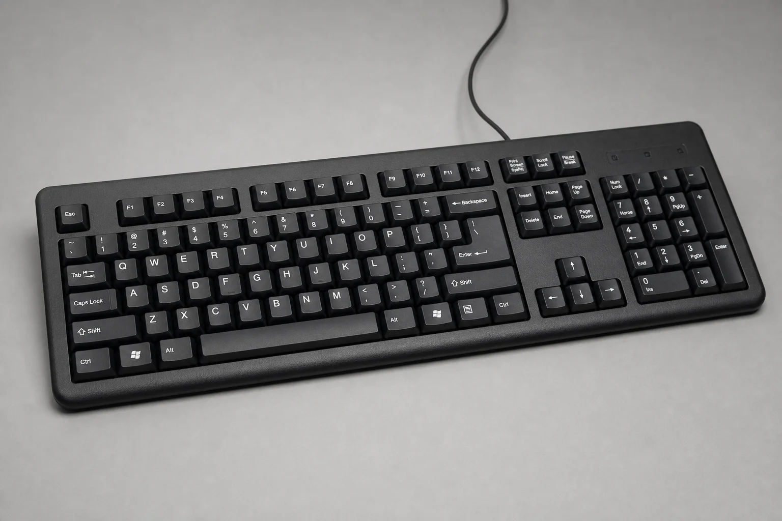 Six budget mechanical keyboards arranged on concrete surface showing variety of styles and colors