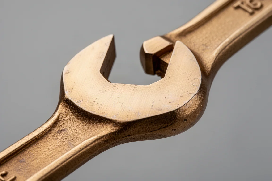 Versleten bekken van een bronzen sleutel, met zacht metalen oppervlak zichtbaar