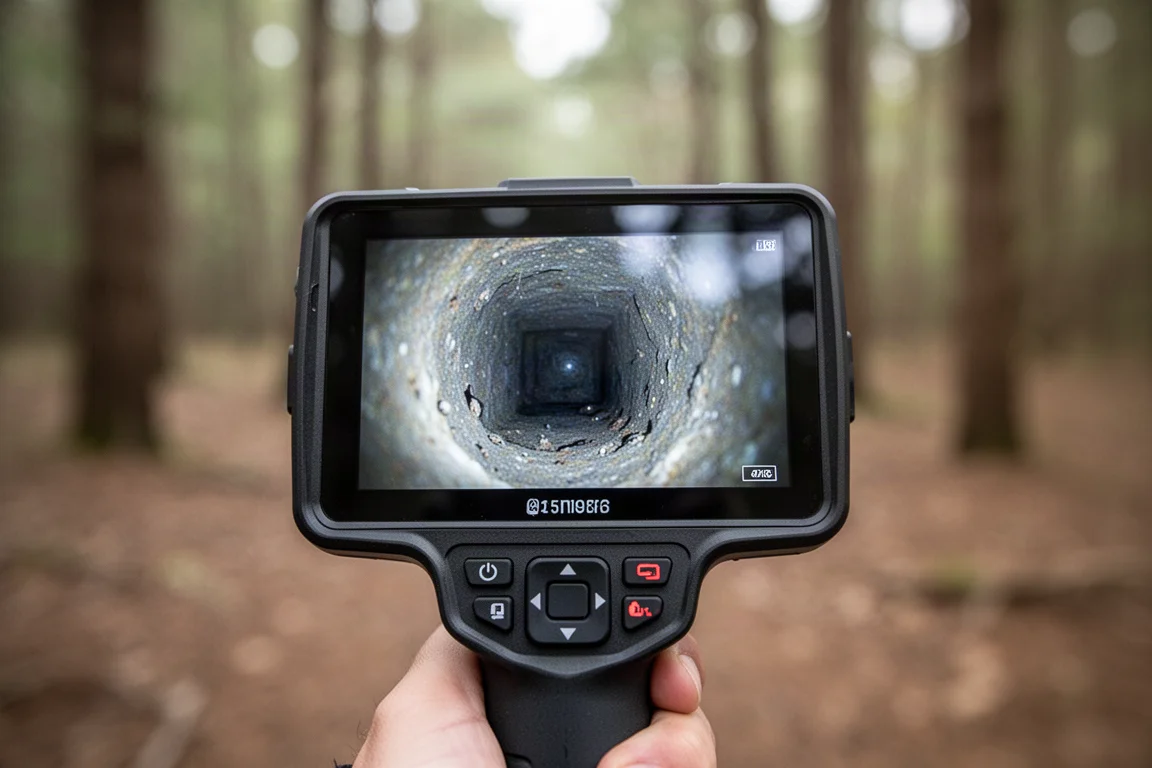 Handzaam 5-inch scherm met een camerabeeld van het interieur