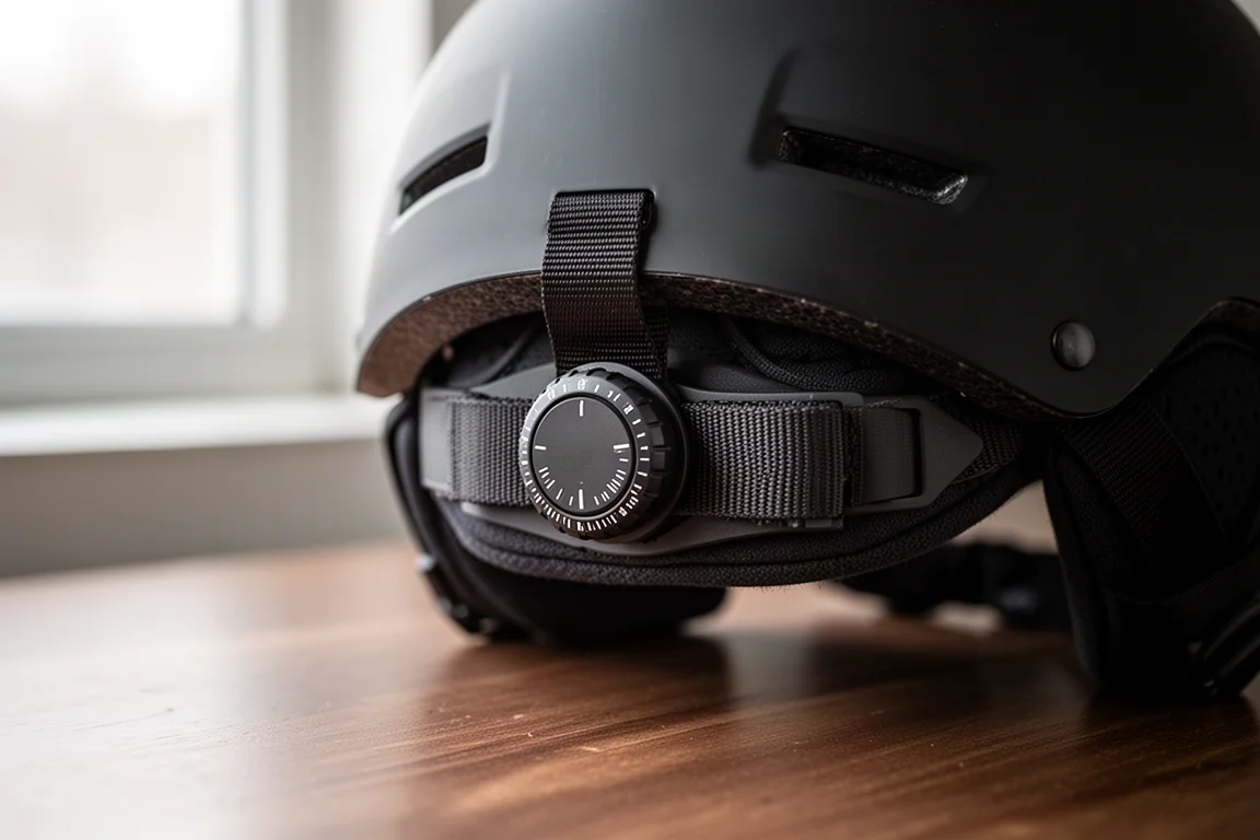 Sistema de ajuste de rueda en la parte trasera de un casco de snowboard