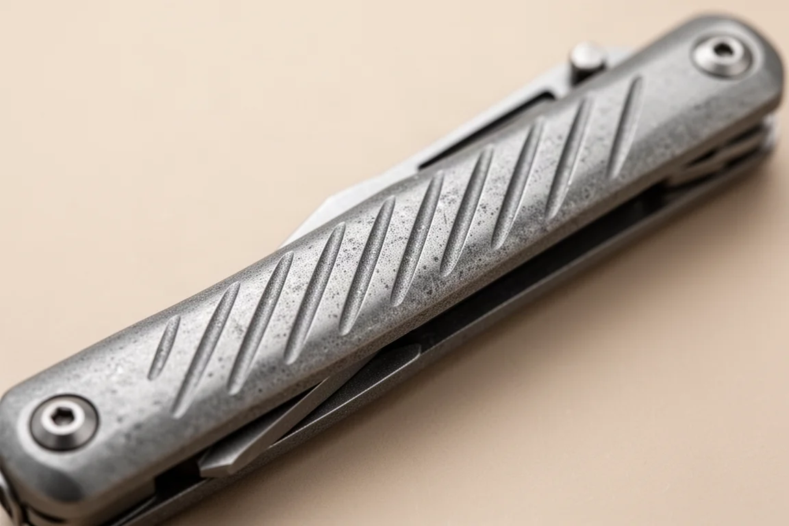 Gestraald titanium behuizing van de vouwbare schroevendraaier met diagonale greepgroeven