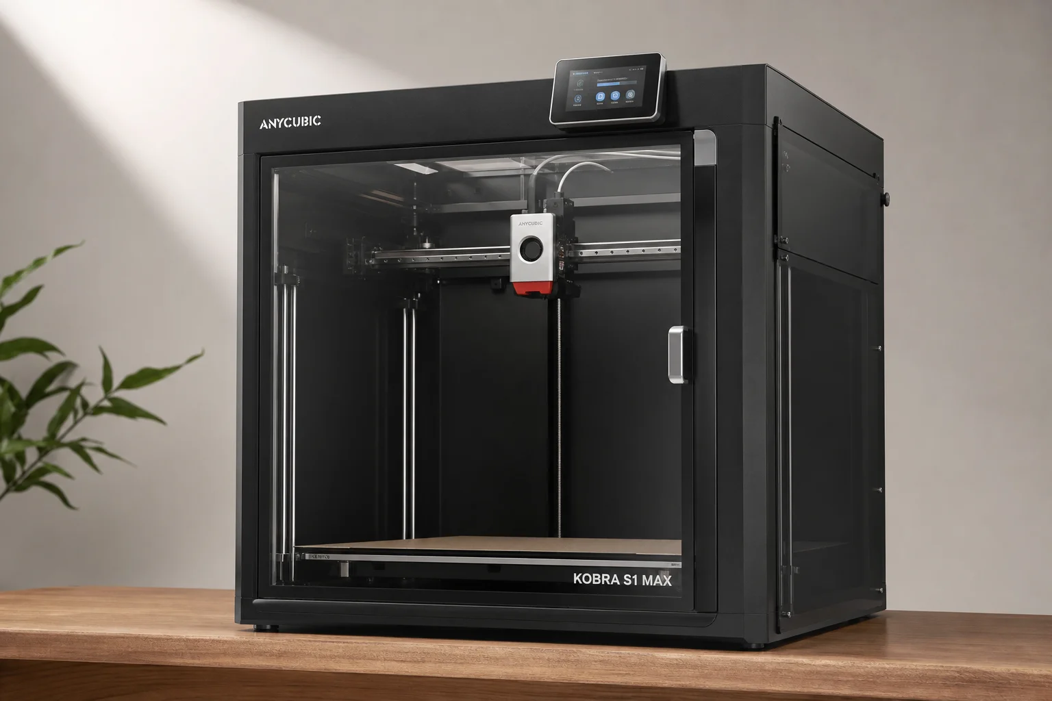 Collection of modern 3D printers on neutral background