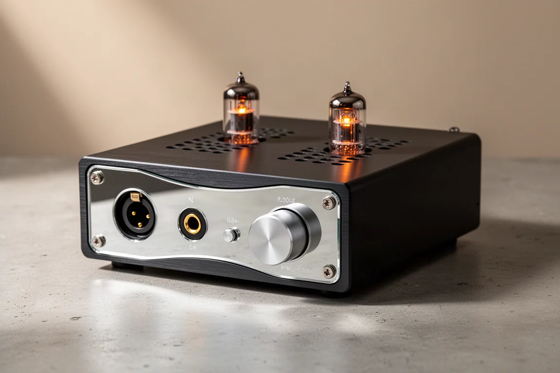 Aoshida DILV Poetry DAC DT-1 desktop DAC and headphone amplifier with mirrored front panel