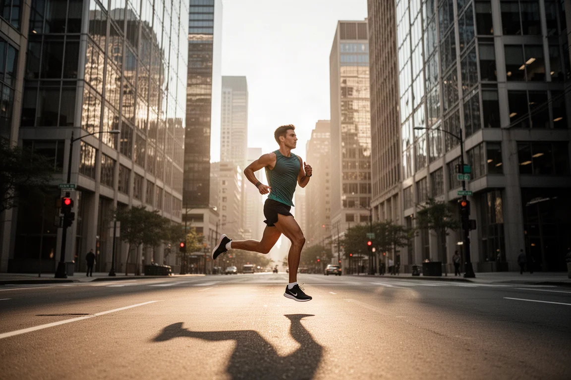 Runner checking a smartwatch during an interval session on a track
