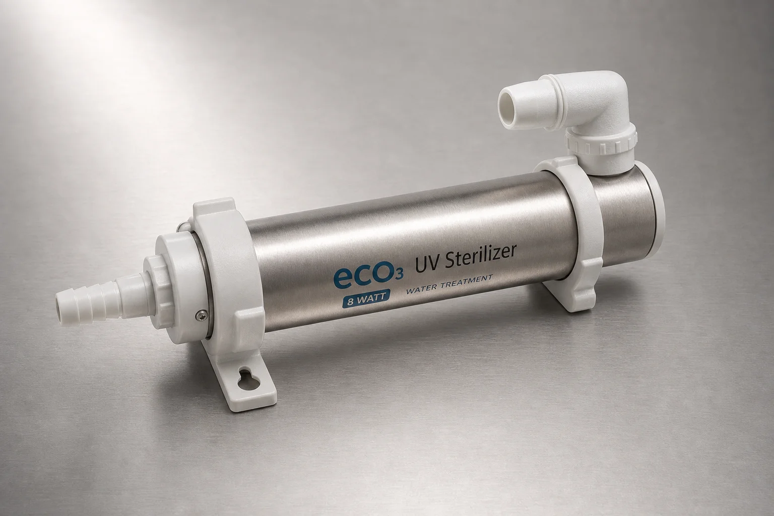 Two Aqua Ultraviolet Advantage UV sterilizers, 8-watt and 15-watt models, on neutral backdrop