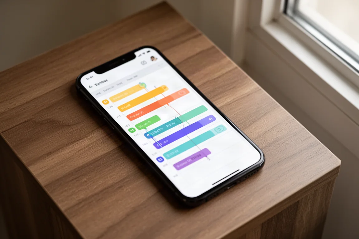 Tela de celular mostrando uma linha do tempo de programação de fluxo de um app de bomba de aquário