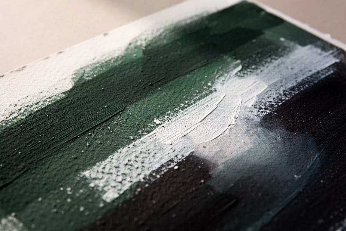 Tratte di pastello su carta sabbiata ruvida che mostra texture stratificata
