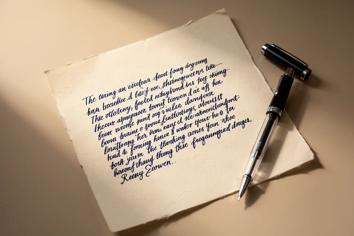 Échantillon d'écriture manuscrite au stylo-plume sur papier crème