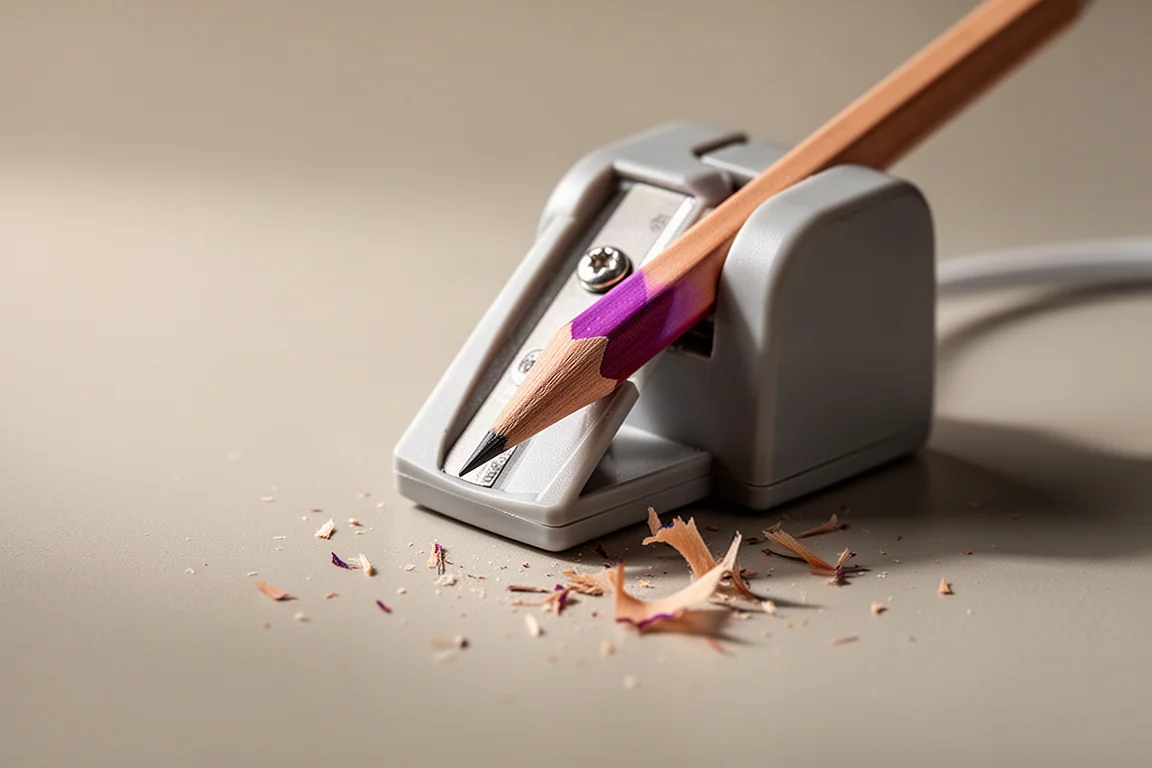 Electric pencil sharpener producing a crisp pencil point