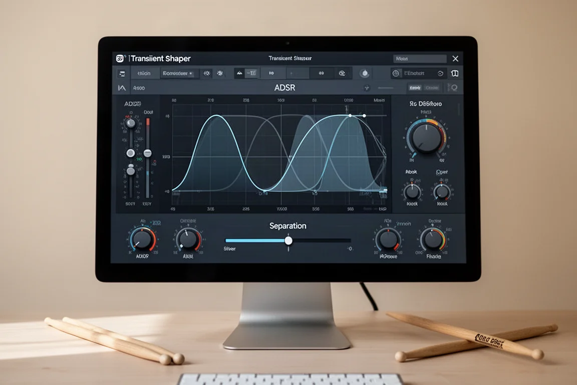 現代音樂製作工作室桌面,配備 DAW 顯示器、MIDI 鍵盤和錄音室監聽喇叭
