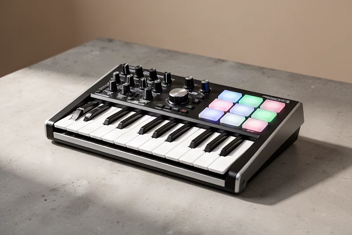 Arturia MiniLab 37 MIDI-Keyboard-Controller auf matter Betonoberfläche