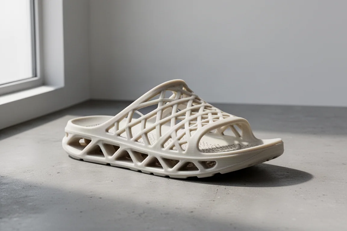 Asics Acta Breeze 3D Sandal with visible lattice structure on concrete surface