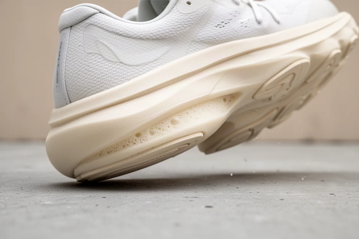 Daily trainers arranged on a minimalist shelf beside a folded running kit