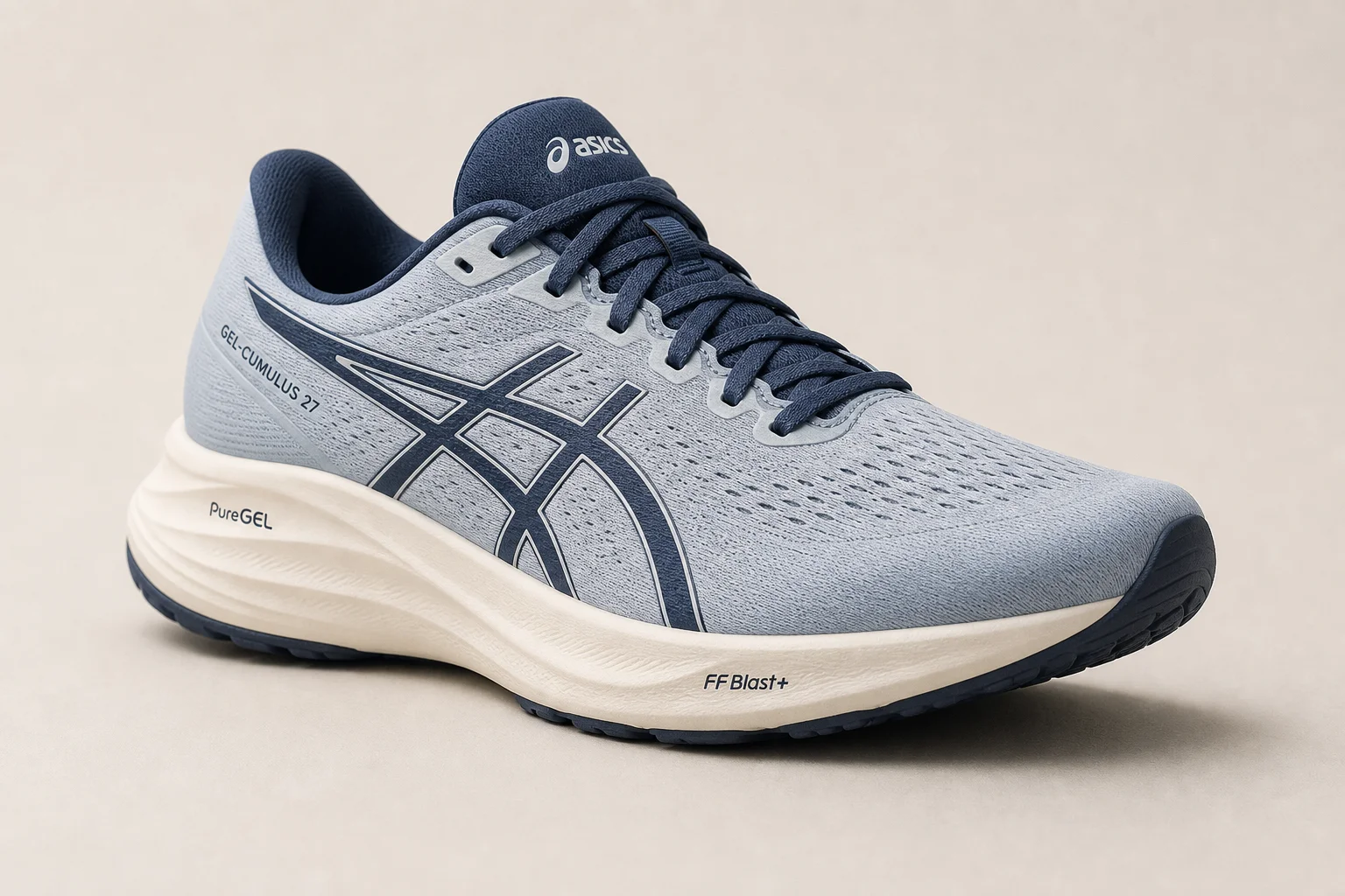 Colección de zapatillas de running para corredores pesados dispuestas sobre una superficie de hormigón