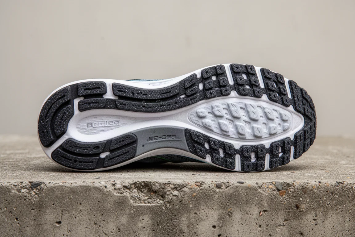 Wet paved path with visible grip texture under soft grey light