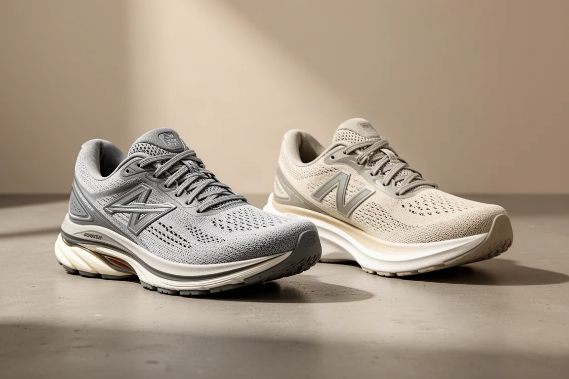 ASICS Gel Kayano 30 and Gel Nimbus 25 running shoes side by side on a concrete surface