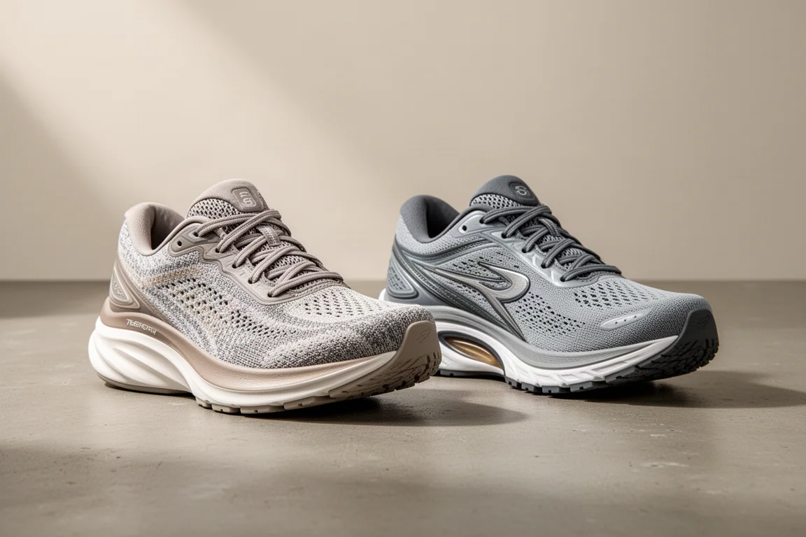 ASICS Gel Kayano 32 and GT-4000 4 running shoes side by side on concrete