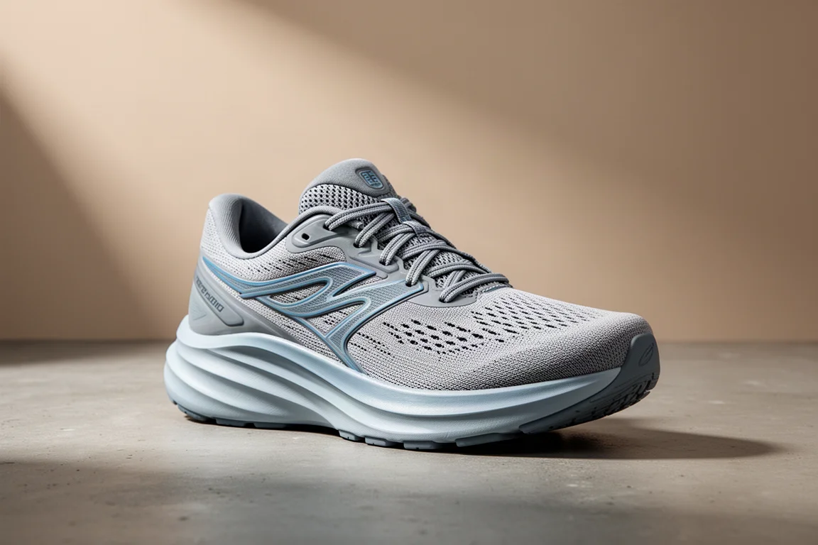 Scarpa da running stabile Asics Gel-Kayano 33 su una superficie di cemento opaco
