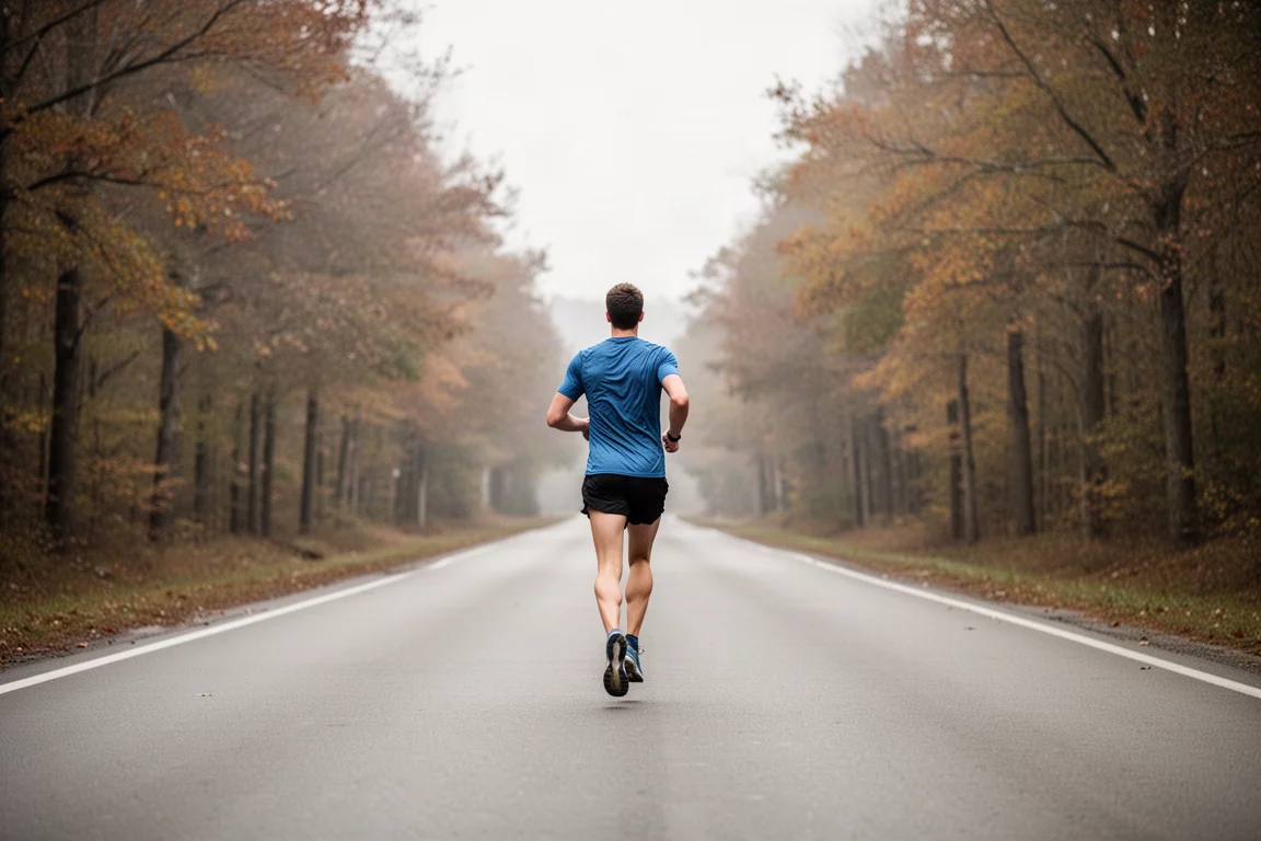 Runner enjoying an easy-paced run on an open road