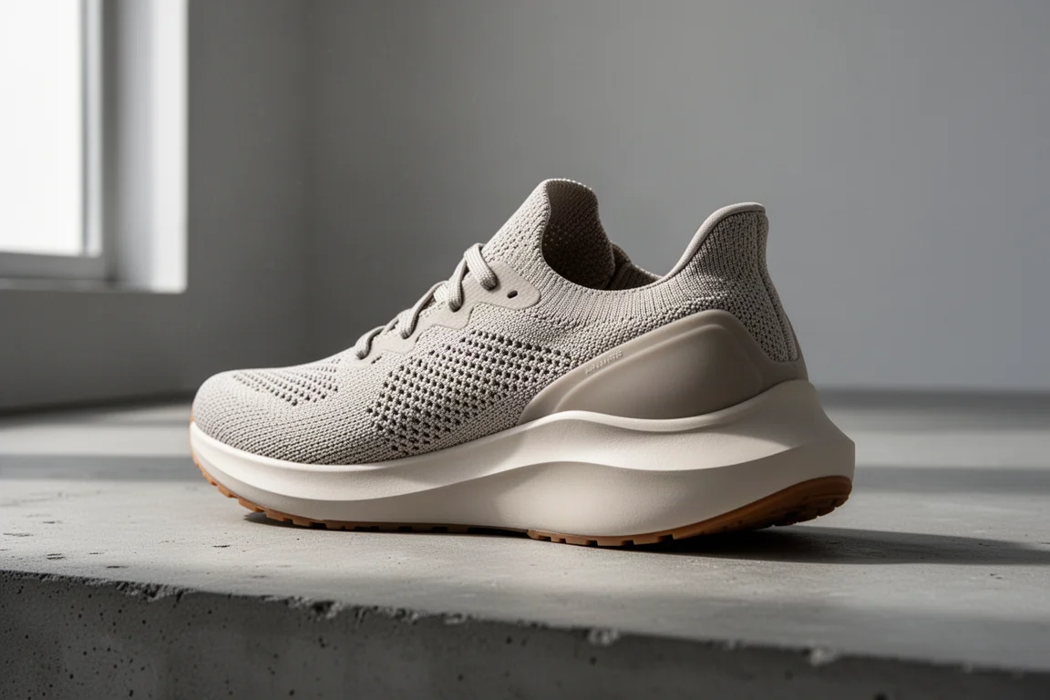 Asics Gel Nimbus 25 running shoe at three-quarter angle on concrete surface