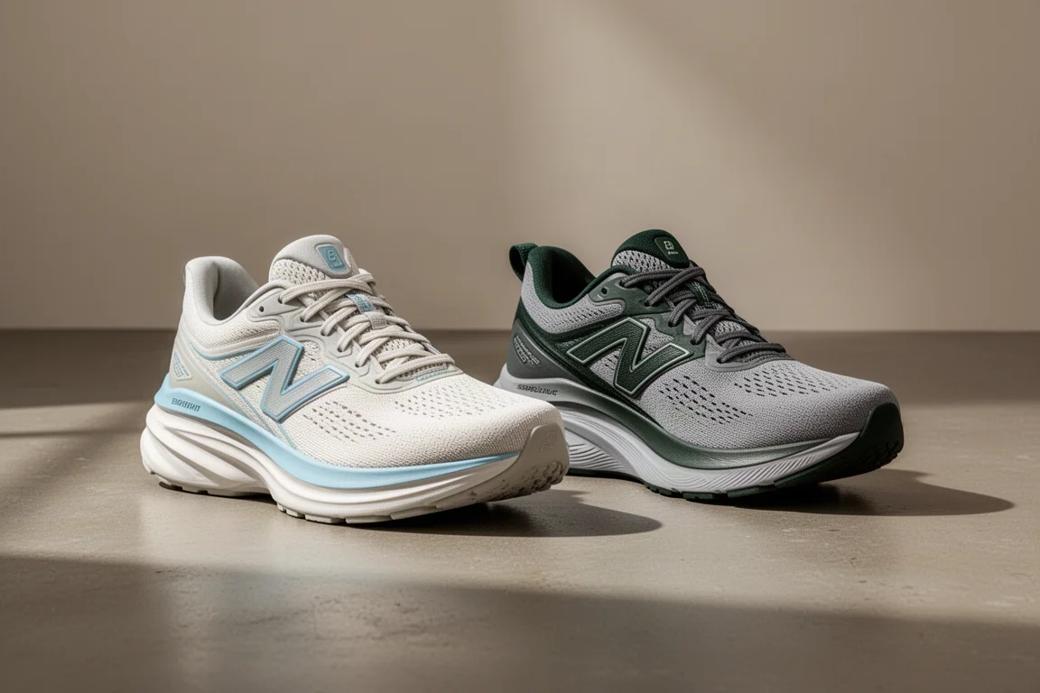 ASICS GEL Nimbus 26 and GEL Kayano 30 running shoes side by side on concrete