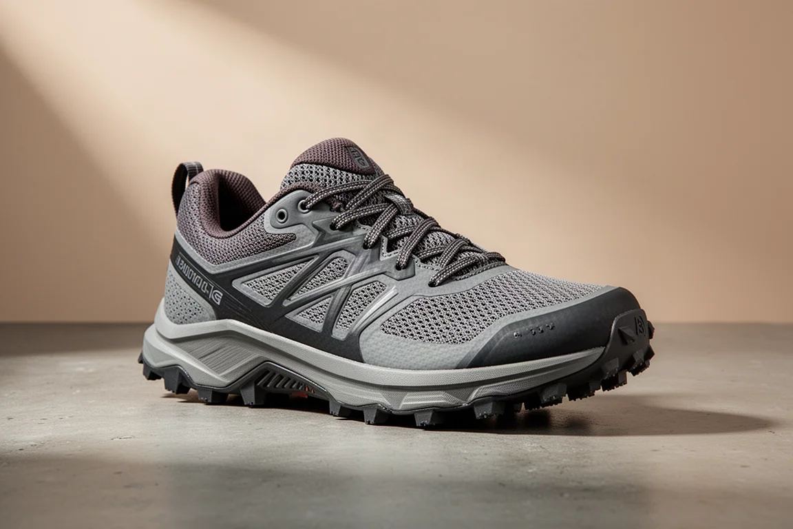 ASICS Gel-Trabuco 13 trail running shoe at a three-quarter angle on concrete
