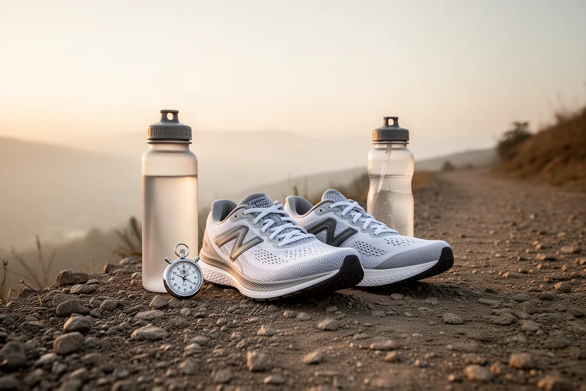 Runner on an open paved path in soft morning light