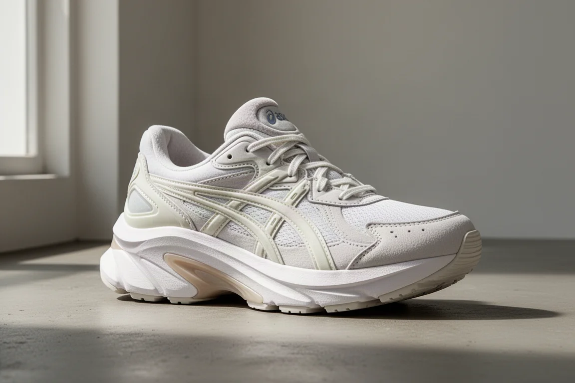 ASICS Glide Ride Max running shoe with thick cushioned midsole on concrete surface