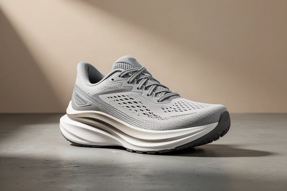 Cushioned ASICS Glideride Max running shoe on a concrete surface