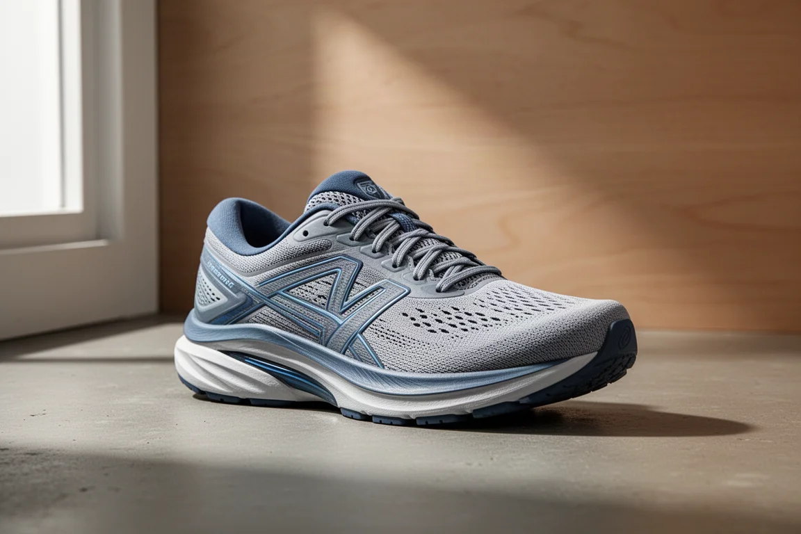 Pair of Asics GT-2000 stability running shoes on a concrete floor