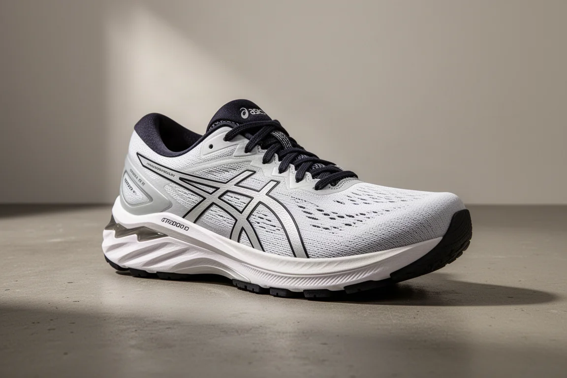 Biegówki ASICS GT-2000 15 sfotografowane pod kątem trzech czwartych na betonie