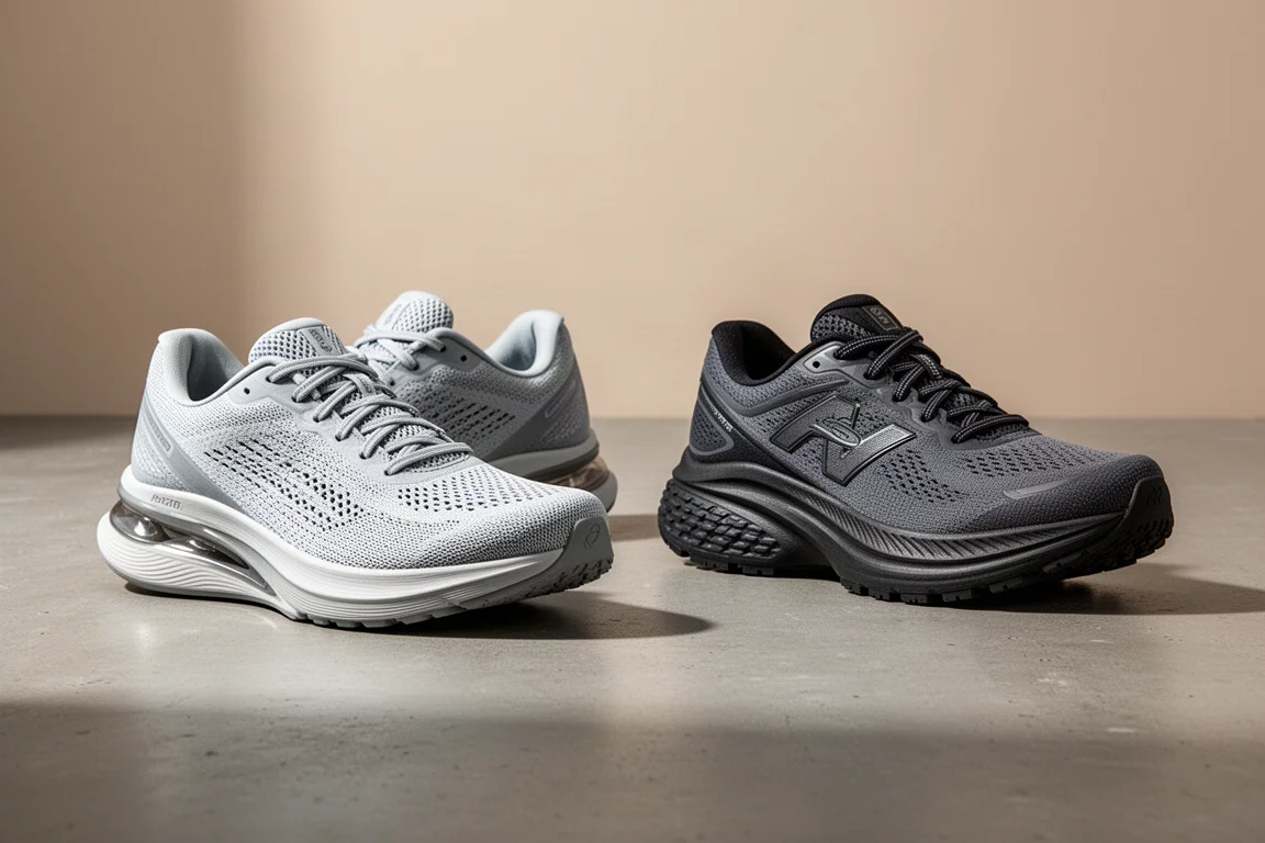 Asics Magic Speed 2 and Puma Deviate Nitro 2 running shoes side by side on concrete