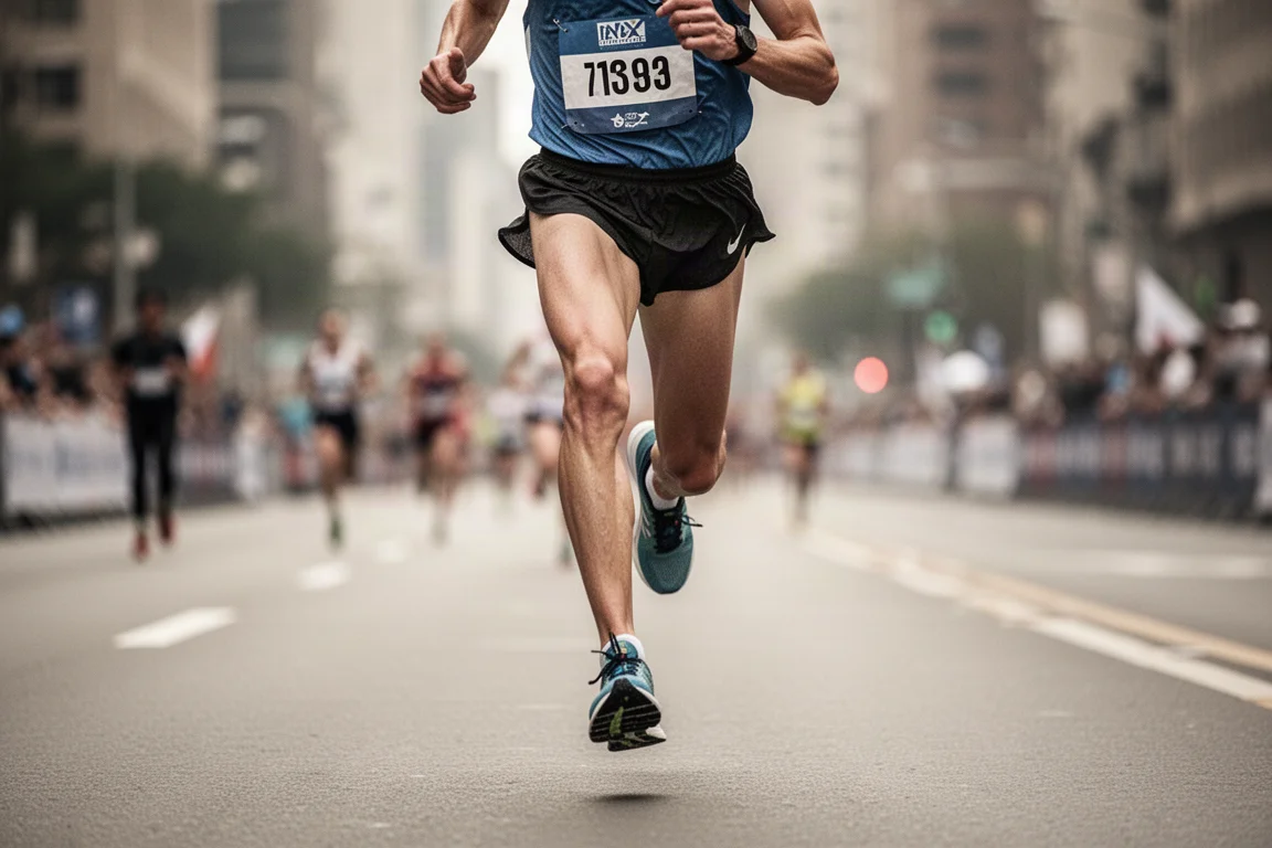 跑者在都市賽道上以比賽配速完成路跑 10K