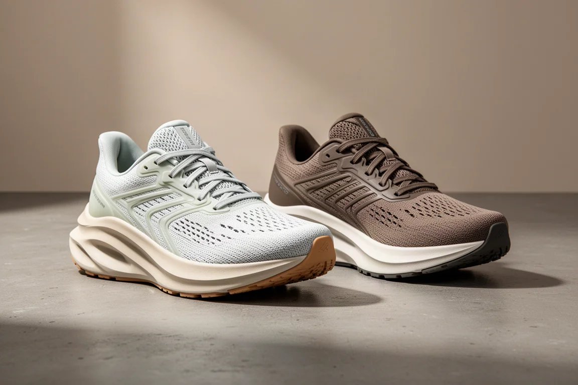 Asics Magic Speed 3 and Saucony Endorphin Speed 3 running shoes side by side on concrete