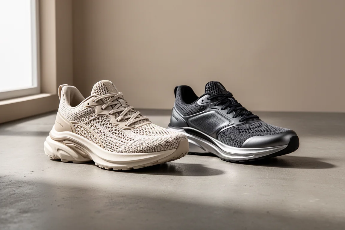 Scarpe da running ASICS Mega Blast e Nike Zoom Fly 6 affiancate sul cemento