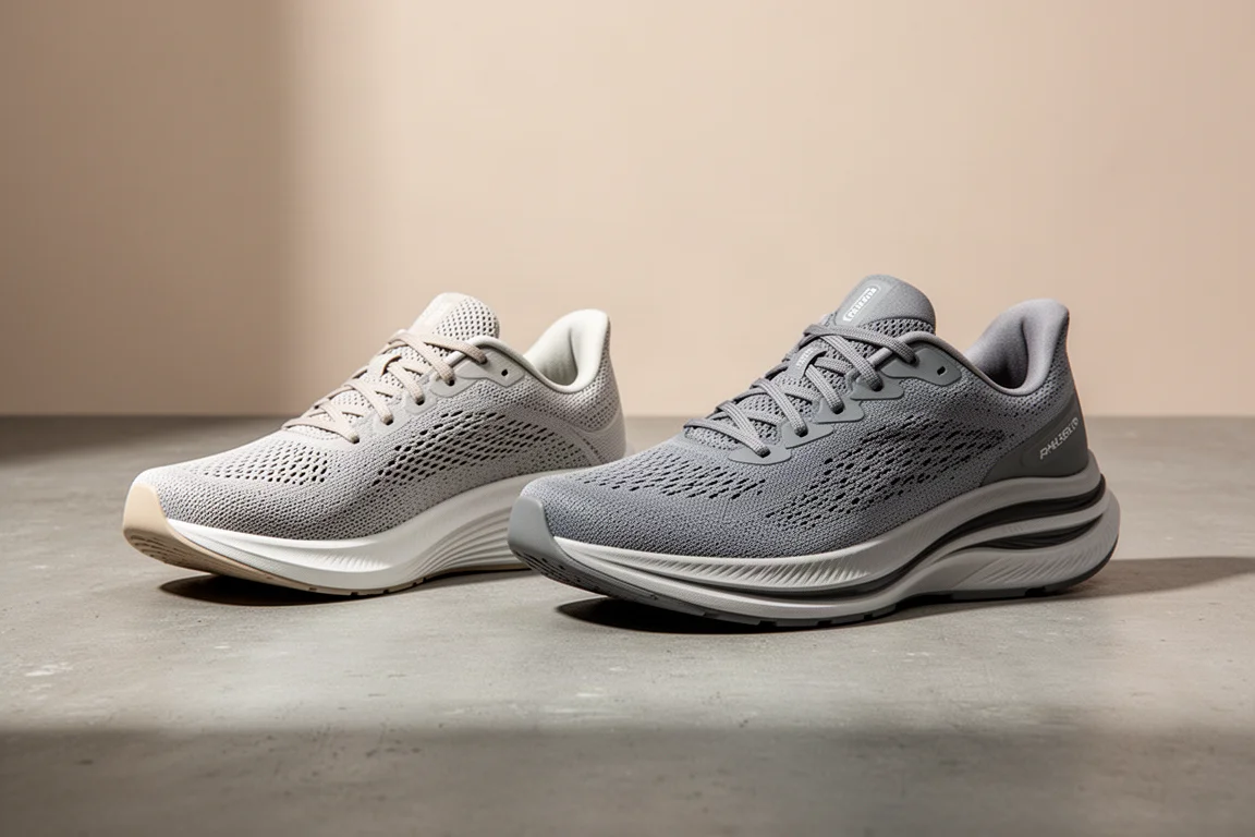 ASICS Mega Blast and Sonic Blast running shoes side by side on concrete