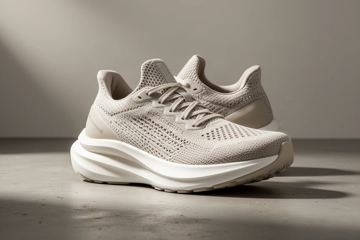Wysokie buty do biegania Asics Megablast ustawione pod kątem na betonowej powierzchni