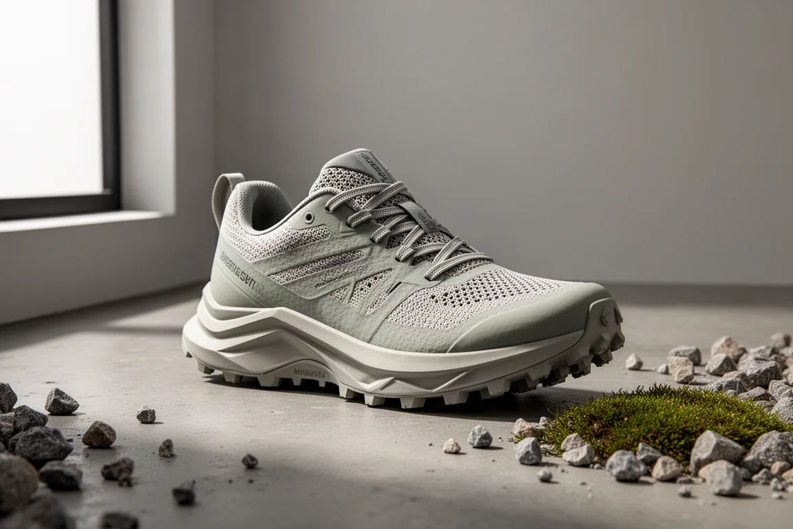 ASICS Meta Fuji Trail running shoe with lugged outsole on concrete surface