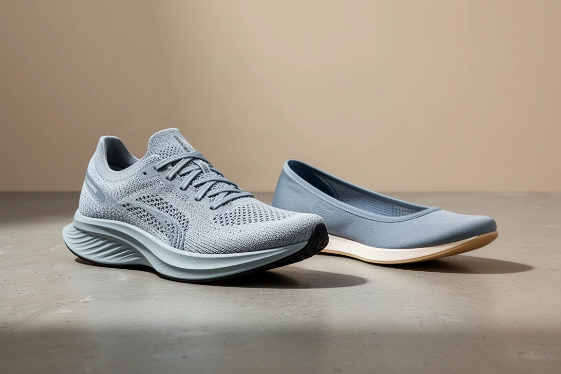 Asics Metaspeed Edge Plus and Magic Speed 2 racing shoes side by side on concrete