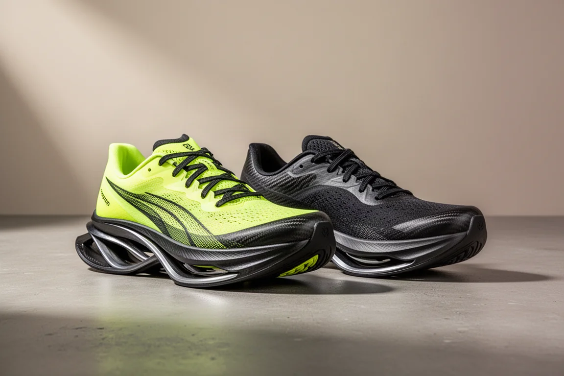 Scarpe da gara Asics Metaspeed Edge Paris e Sky Paris affiancate su cemento