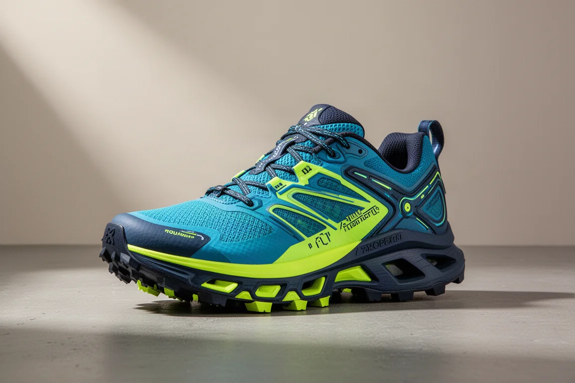 Scarpa da running Asics Metaspeed Fuji Trail vista di tre quarti su cemento