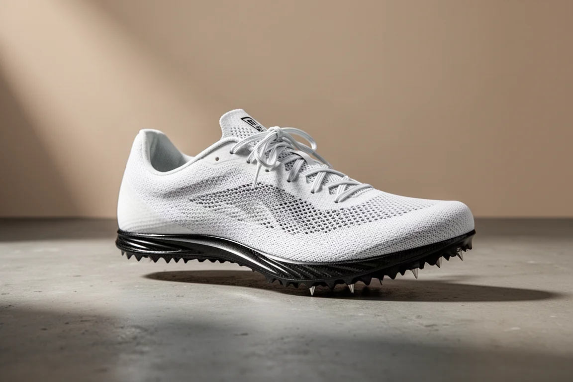 ASICS Metaspeed LD distance track spike photographed at a three-quarter angle on concrete