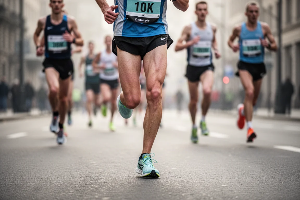 Runner lining up for a fast 10K race on a cool morning
